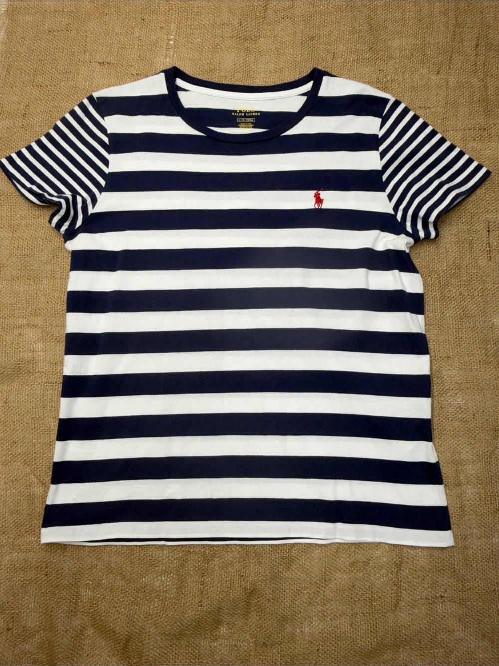 Polo Ralph Lauren Striped Short Sleeve Crew Neck T-Shirt – Navy & White Sz L